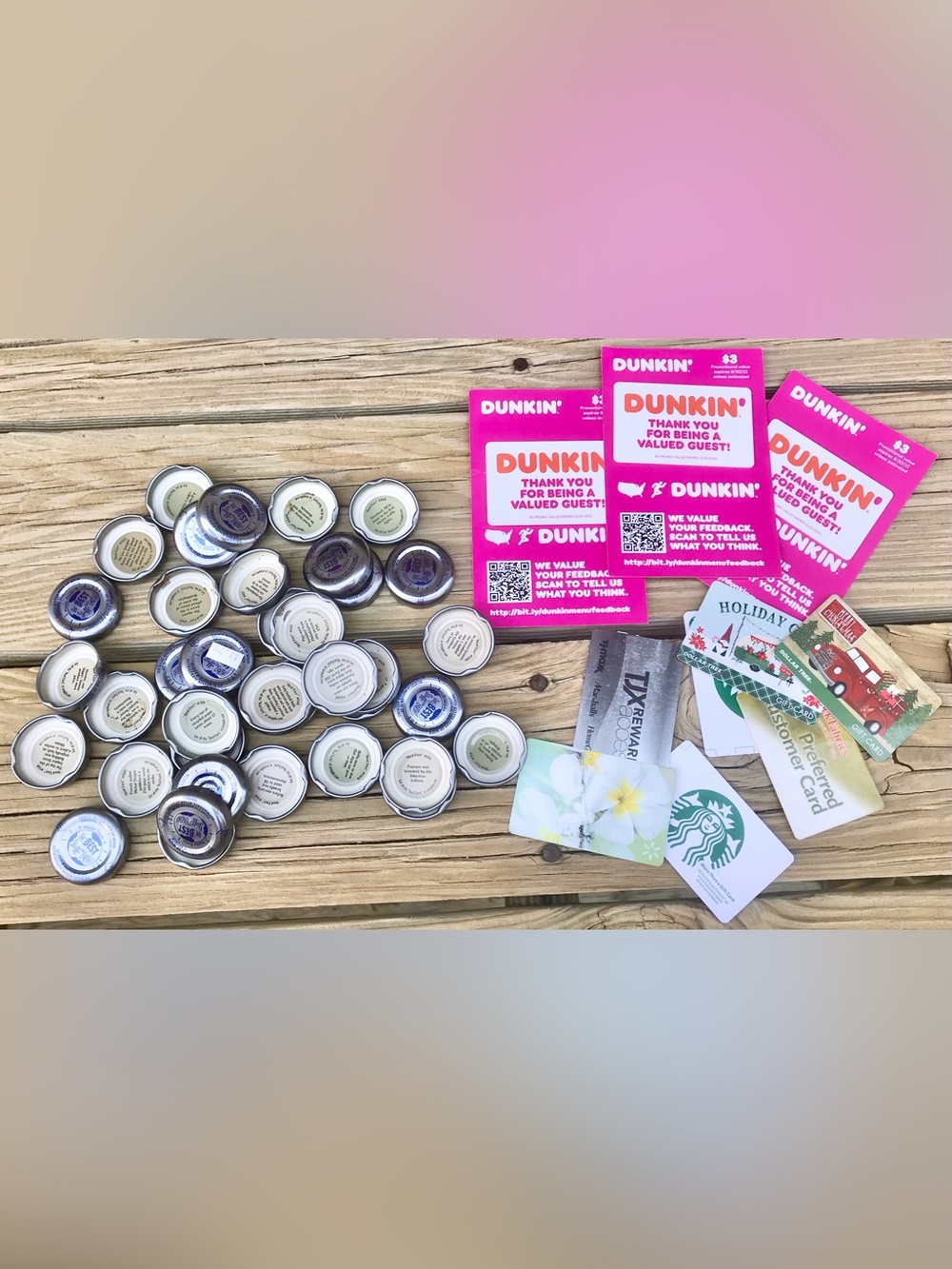 Lot DIY Crafts Snapple Fun Facts Bottle Caps Used Empty Hard Plastic Gift Cards